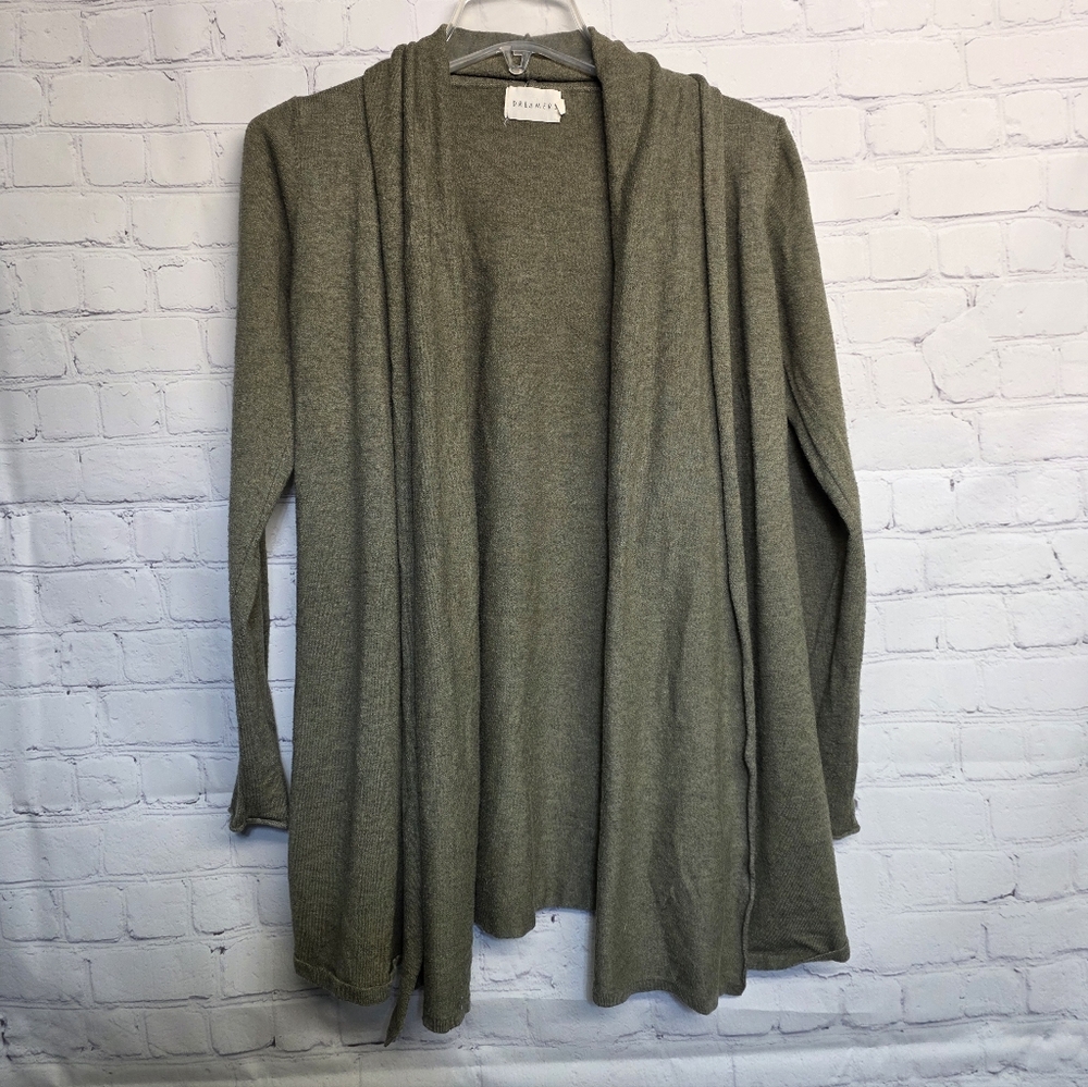 Dreamers Olive Green Open Front Cardigan